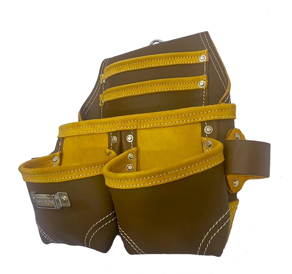 Zeluga 20-163 5 Pocket Heavy Duty Leather Tool Bag, Coffee