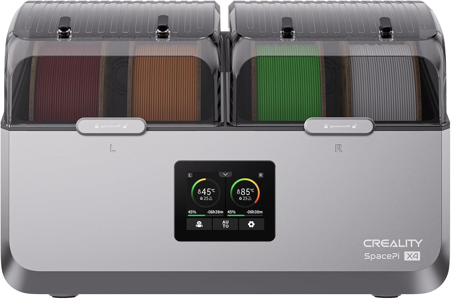 Official CREALITY Space Pi X4 Filament Dryer Box, Dual Chambers 200W PTC Heats Up to 85°c Smarter Drying Elevated Large Size for 1kg/2kg spools 1.75/2.85mm Dry 4 Spools Filament Holder