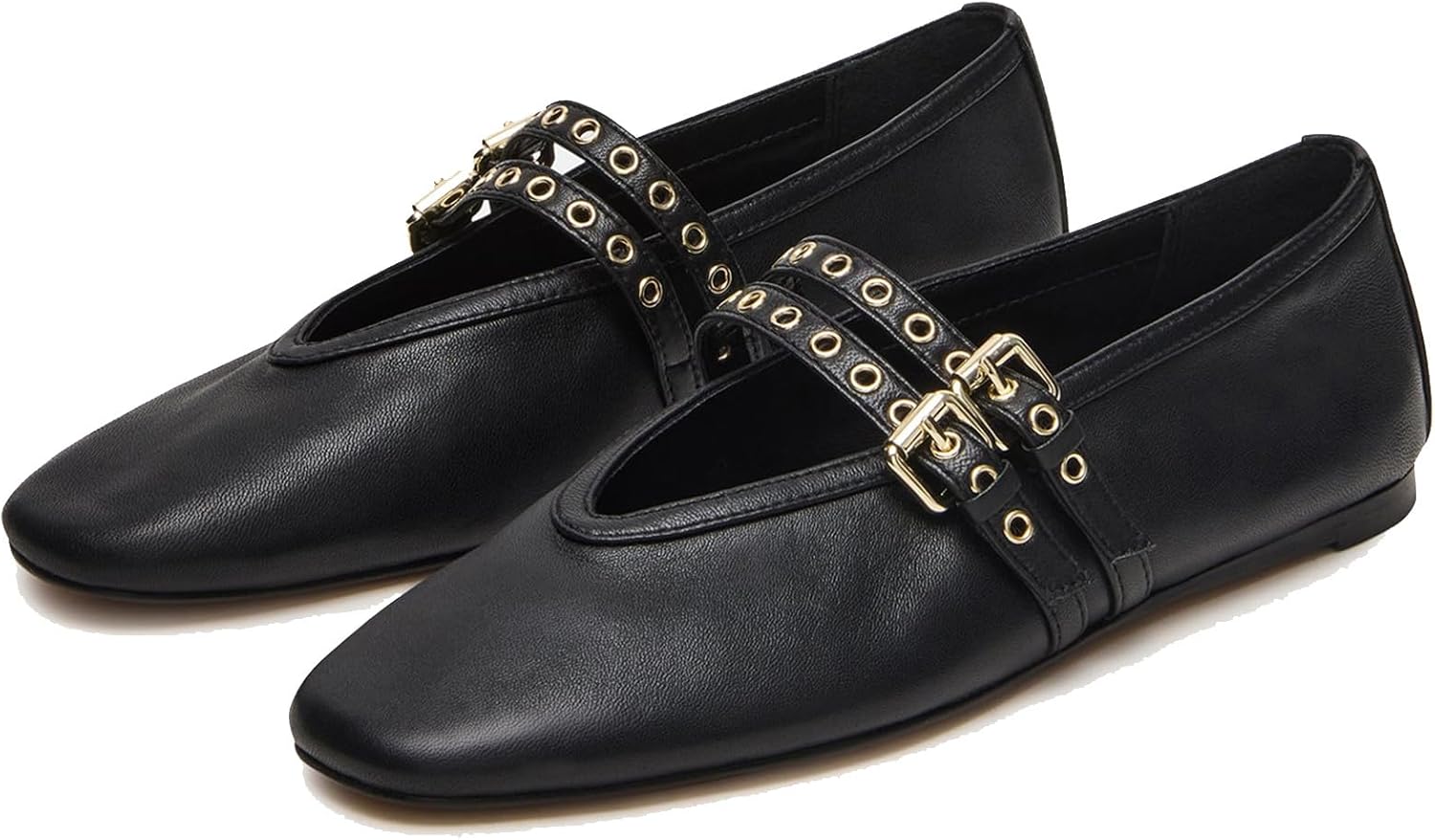 LUXMAX Suede Mary Jane Flats Women Ballerina Shoes Square Toe Flats Comfortable Leopard Ballet Flat Shoes