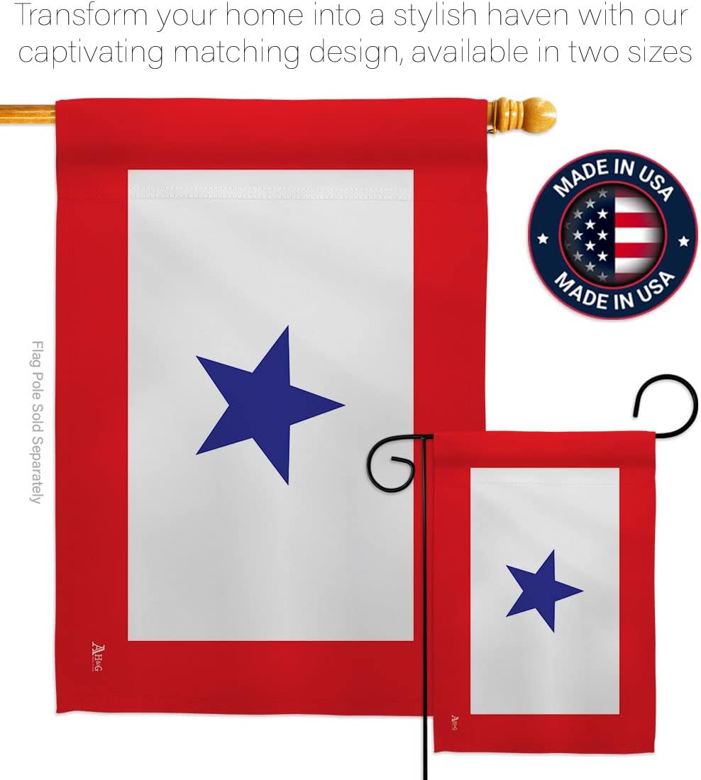 Blue Star House Flag - Armed Forces Service All Branches Support Honor United State American Military Veteran Official - Decoration Banner Small Garden Yard Gift Double-Sided Made in USA 28 X 40