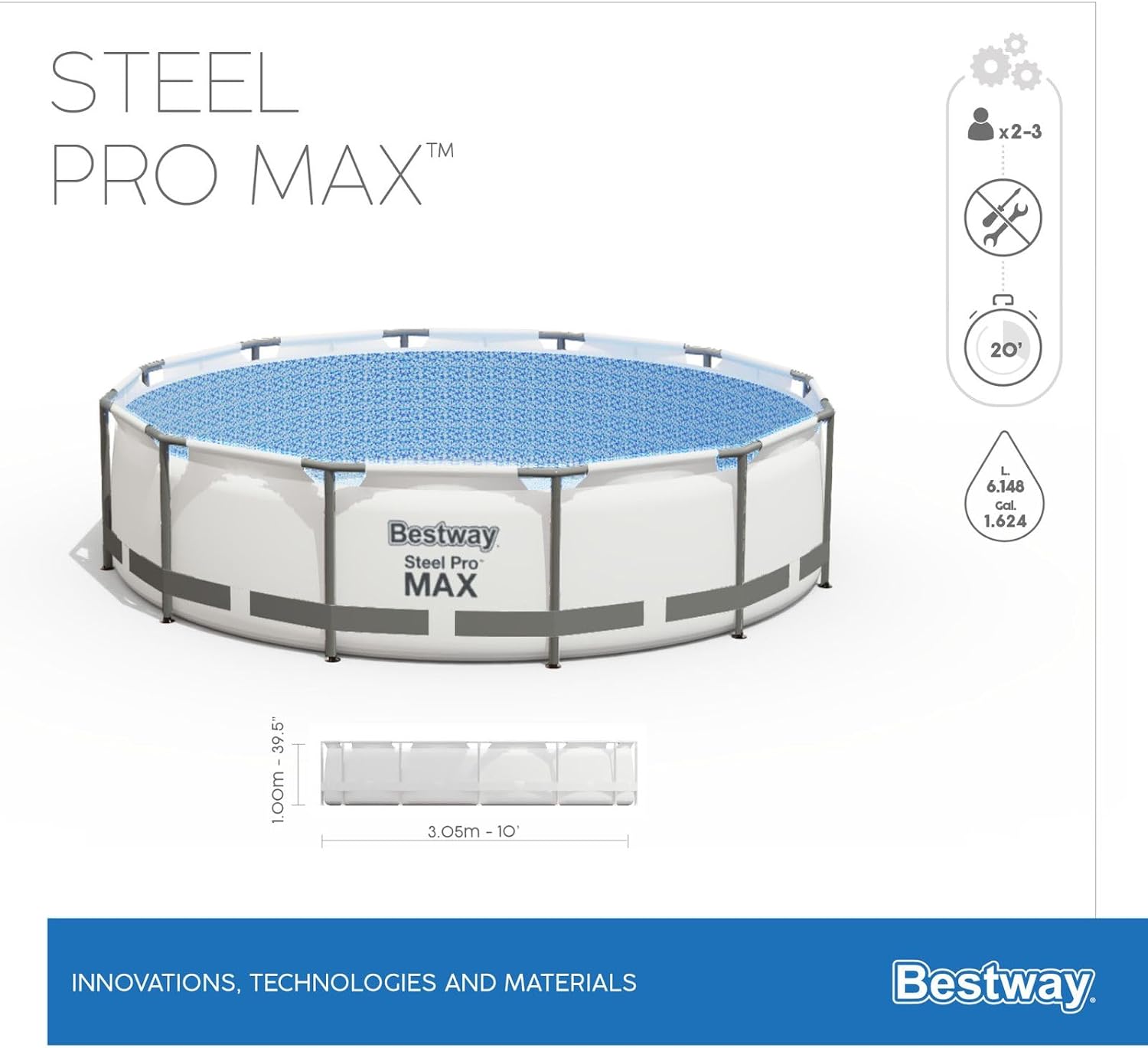 Piscina desmontable Bestway con filtro y escalera en uso familiar