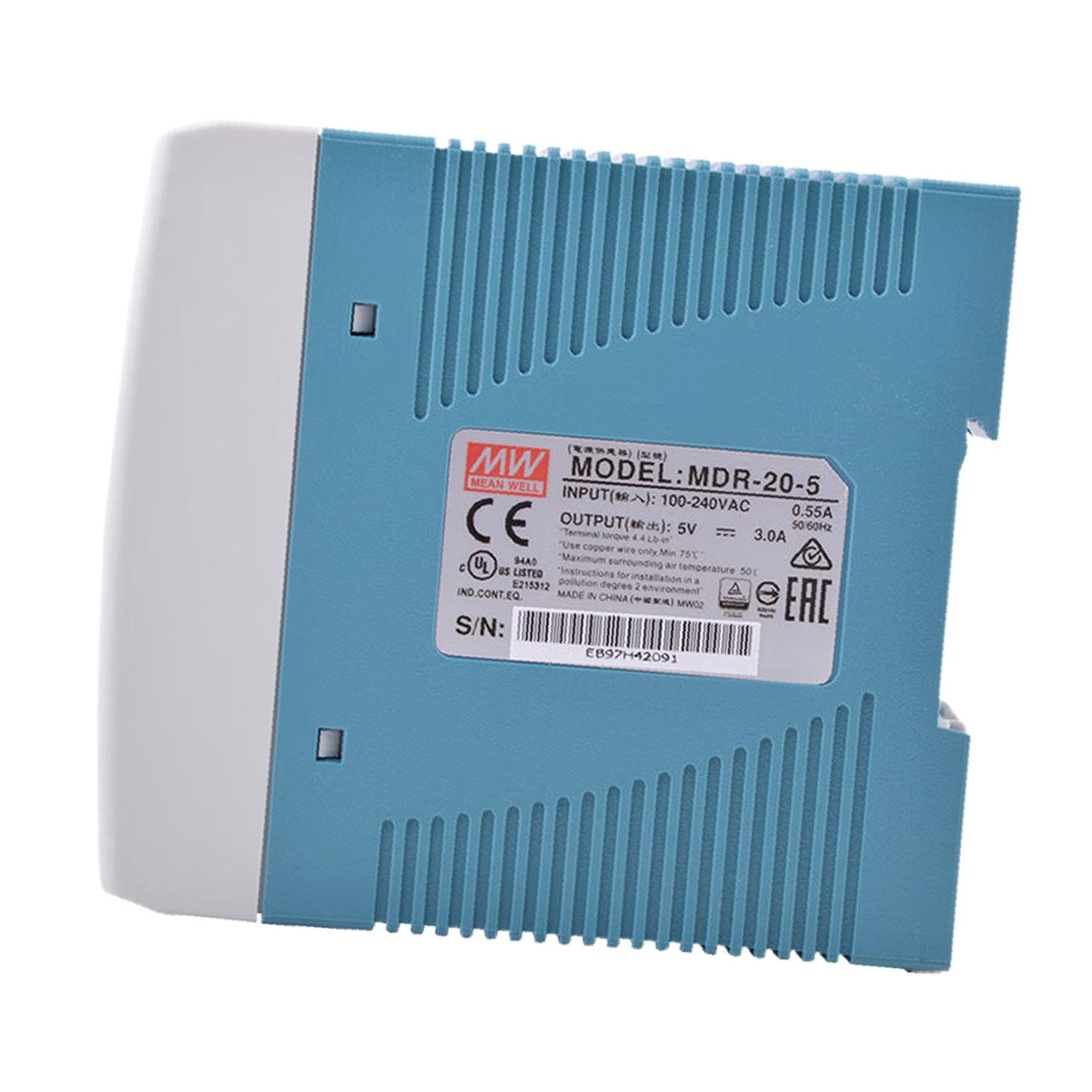 Mean Well MDR-20-5 DIN Rail Power Supply 20W 5V 3A Constant Current Low No-Load Loss-image-12