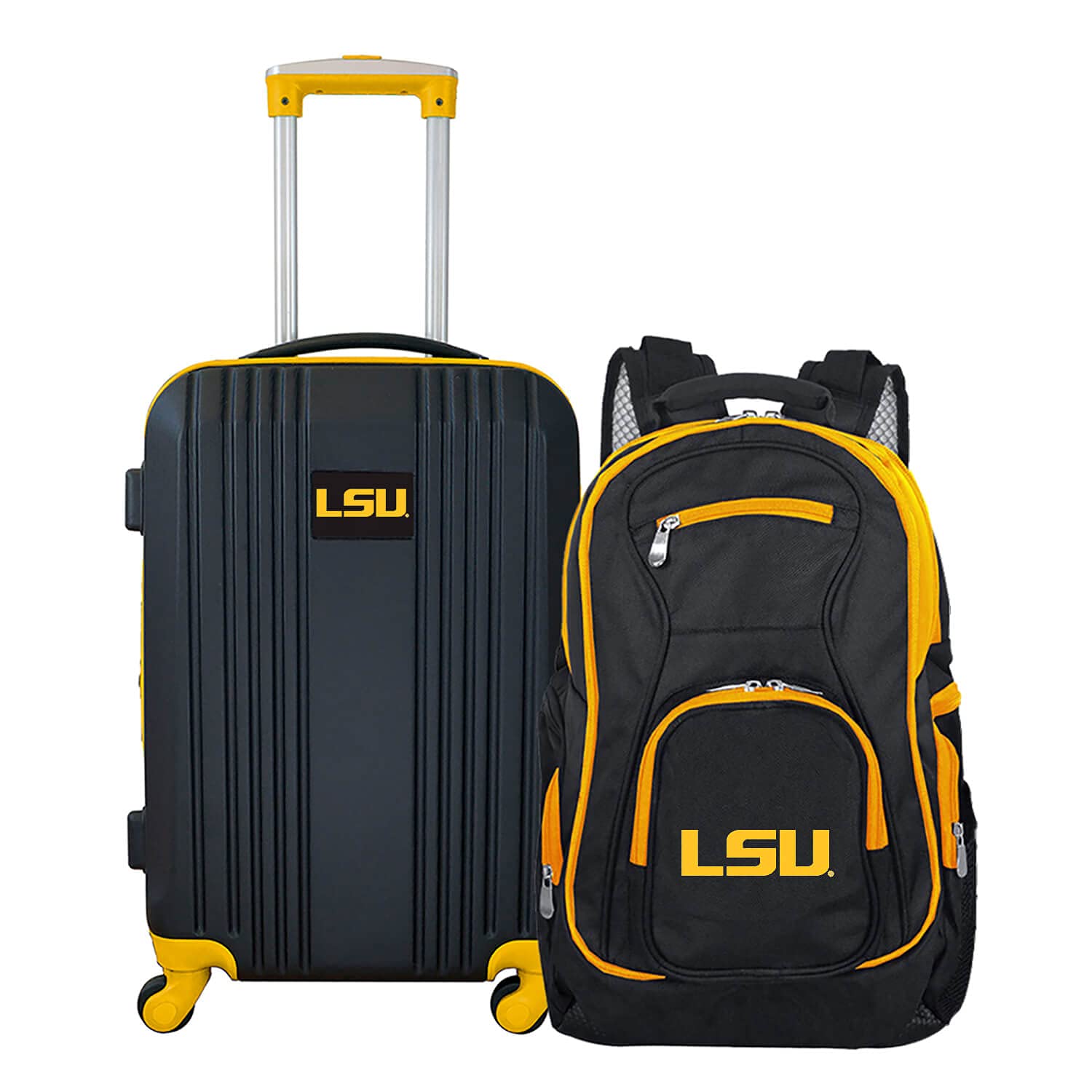Denco Louisiana State University Tigers 2-Piece Luggage Set, Includes 21-inch Two-Tone Hardcase Spinner and 19