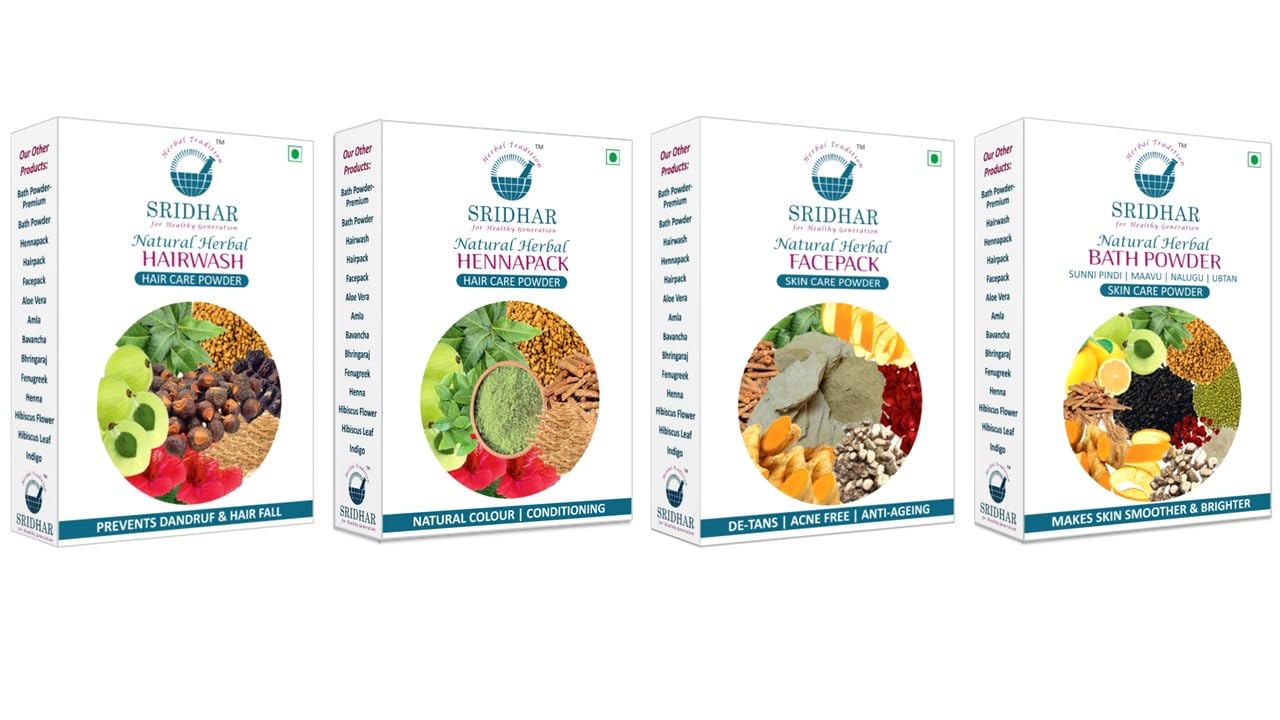 Buy SRIDHAR Natural Herbal Hair Wash Hennapack Facepack Bath