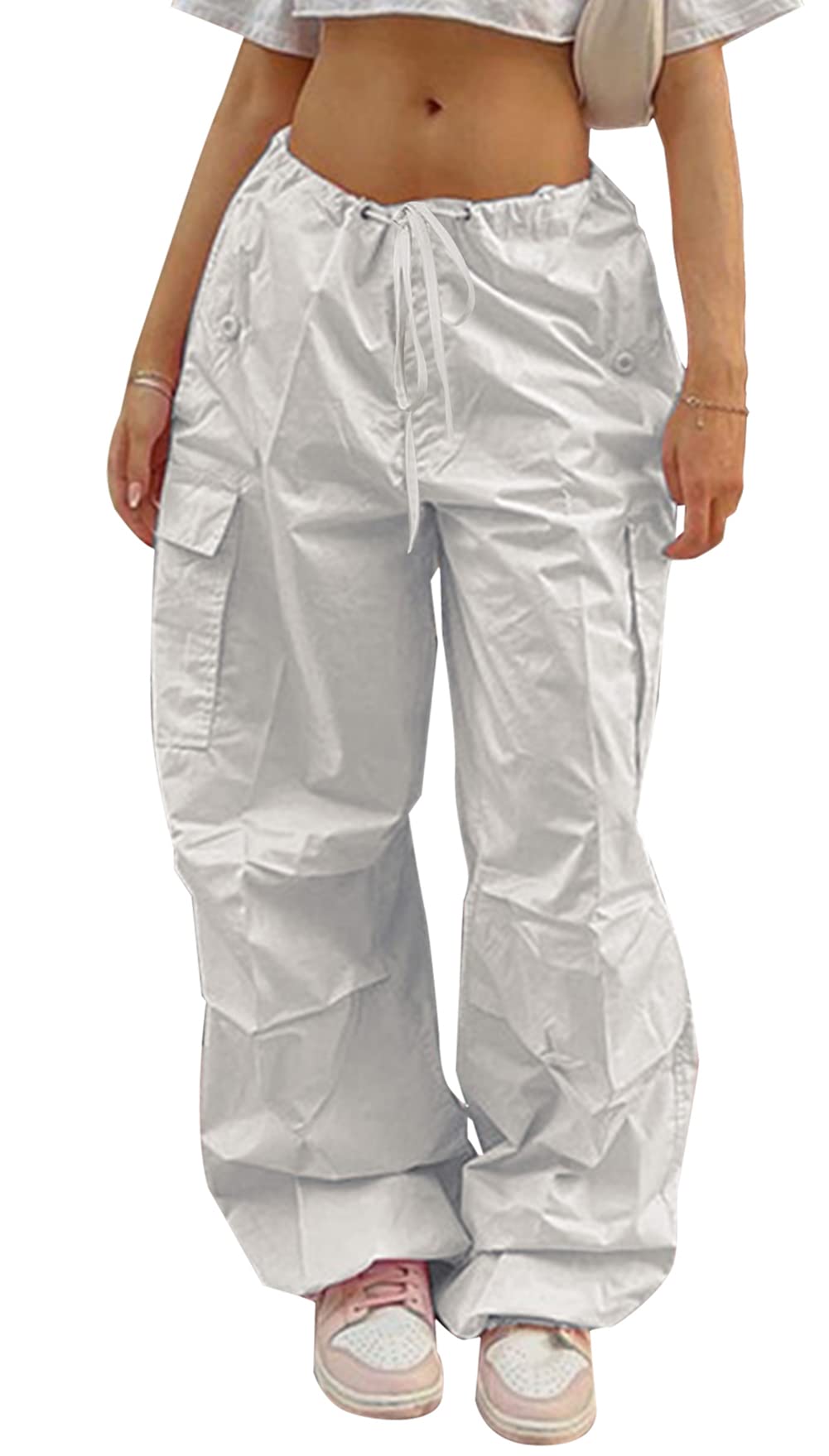 Buy FEOYA Women Baggy Cargo Pants Drawstring Loose Straight Leg Hip Hop