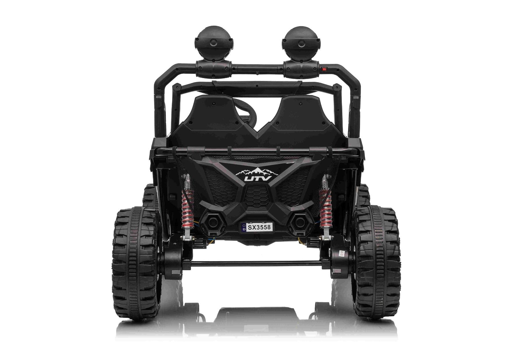 T-REX Ride 4x4 elektryczny samochód dla dzieci, 24 V, 24 V, biały, odtwarzacz MP3 z wejściem USB/AUX, 4 x 4, akumulator litowy, zawieszenie, pilot zdalnego sterowania, oświetlenie LED