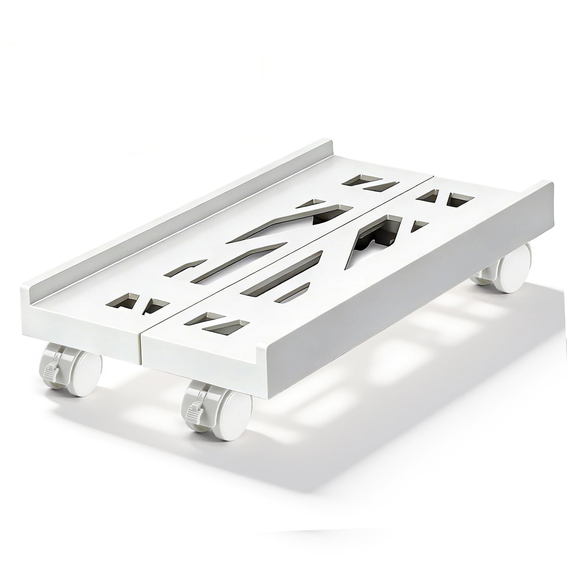 Computer Tower Stand, Adjustable Mobile CPU Stand with 4 Rolling Caster Wheels, PC Tower Stand Fits Most PC Under Desk-White