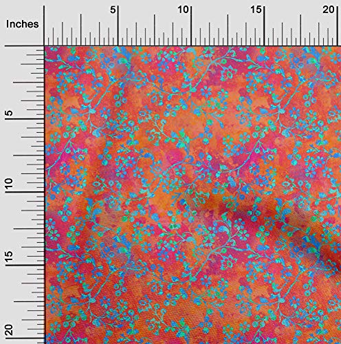 oneOone Polyester Spandex Medium Orange Fabric Batik Craft Projects Decor Fabric Printed By The Yard 56 Inch Wide