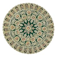 Set of 2 Round Mat Aasan Velvet Pooja Cloth Cloth with Sequence Work for Multipurpose Pooja Indian Traditional Festival Laxmi Poojan Ganesha Decorations Item and Article (Size:- 11 X11)(Red,Green