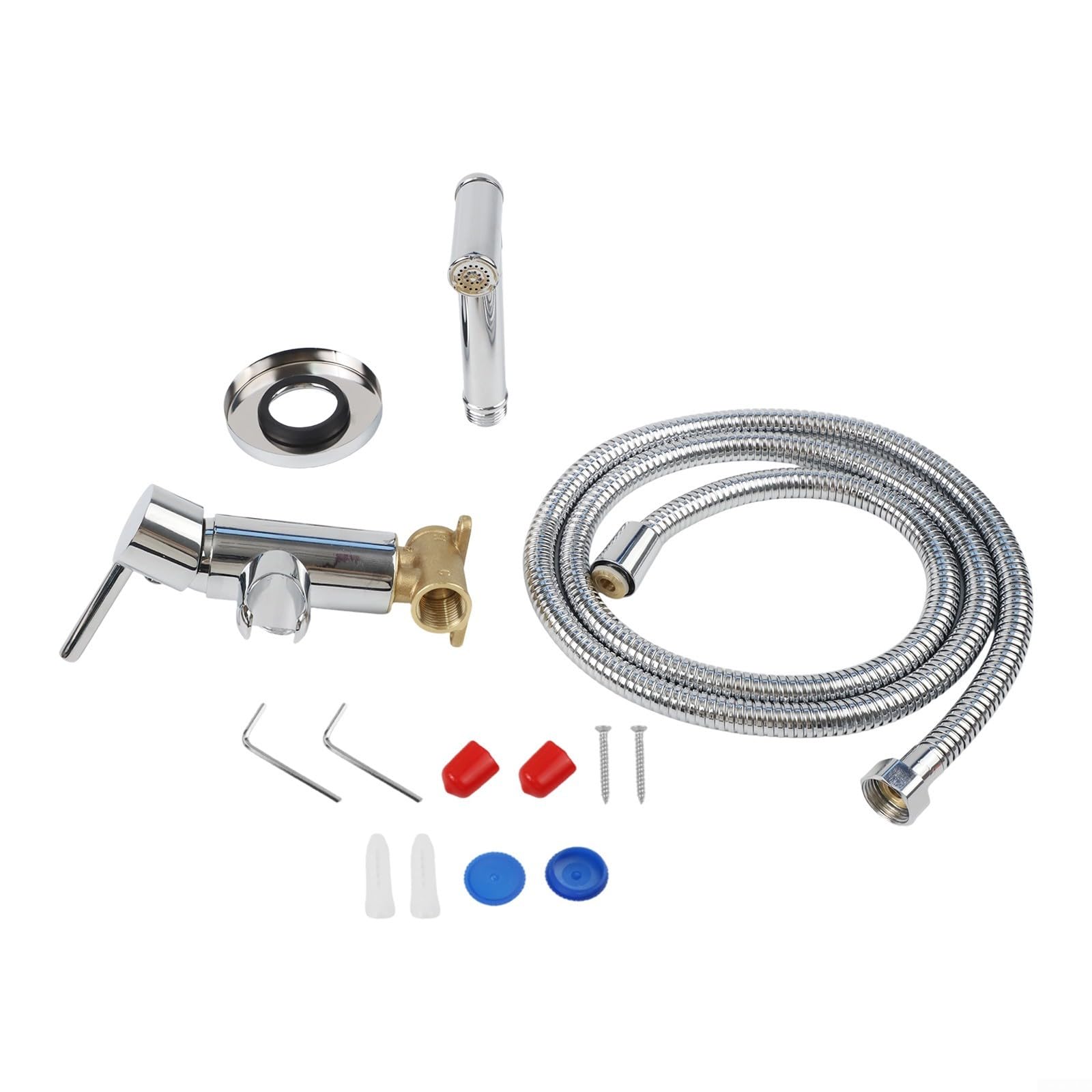 Kit de pulverizador portátil de aleación de zinc con manguera de 1,5 m y válvula ajustable, ideal para higiene personal, limpieza de mascotas y cuidado de pañales, fácil de usar e instalar