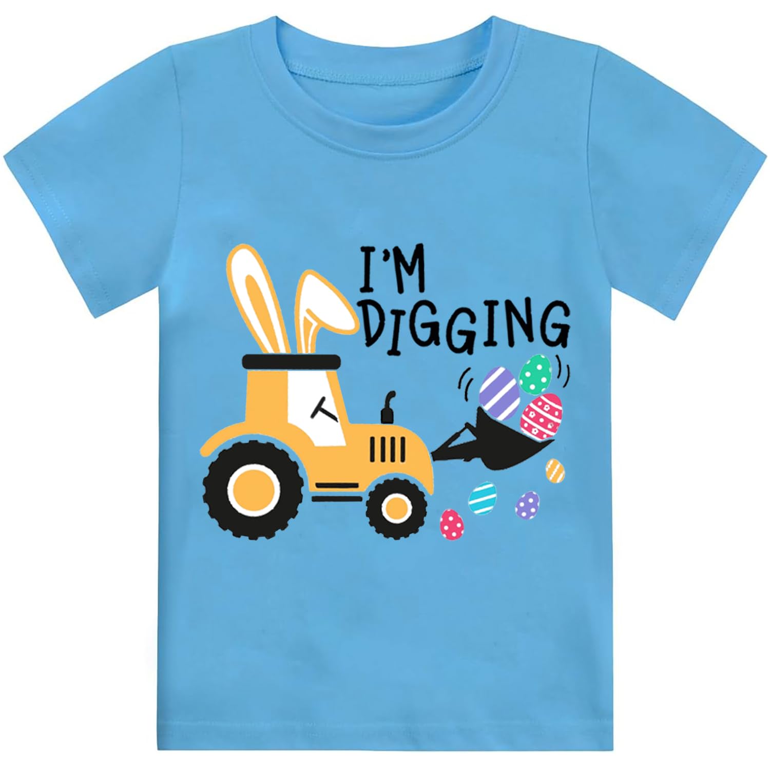 Toddler Boy Girl Easter Shirt Short Sleeve Bunny Outfits Kids Digger Eggs Hunt T-Shirt Cotton Tee Top 2-7 Years