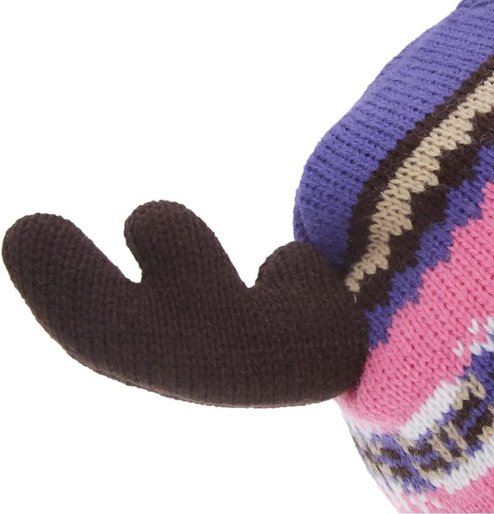 Floso® Childrens/Kids Fairisle Moose Winter Beanie Hat with Antlers (One Size) (Pink/Purple)