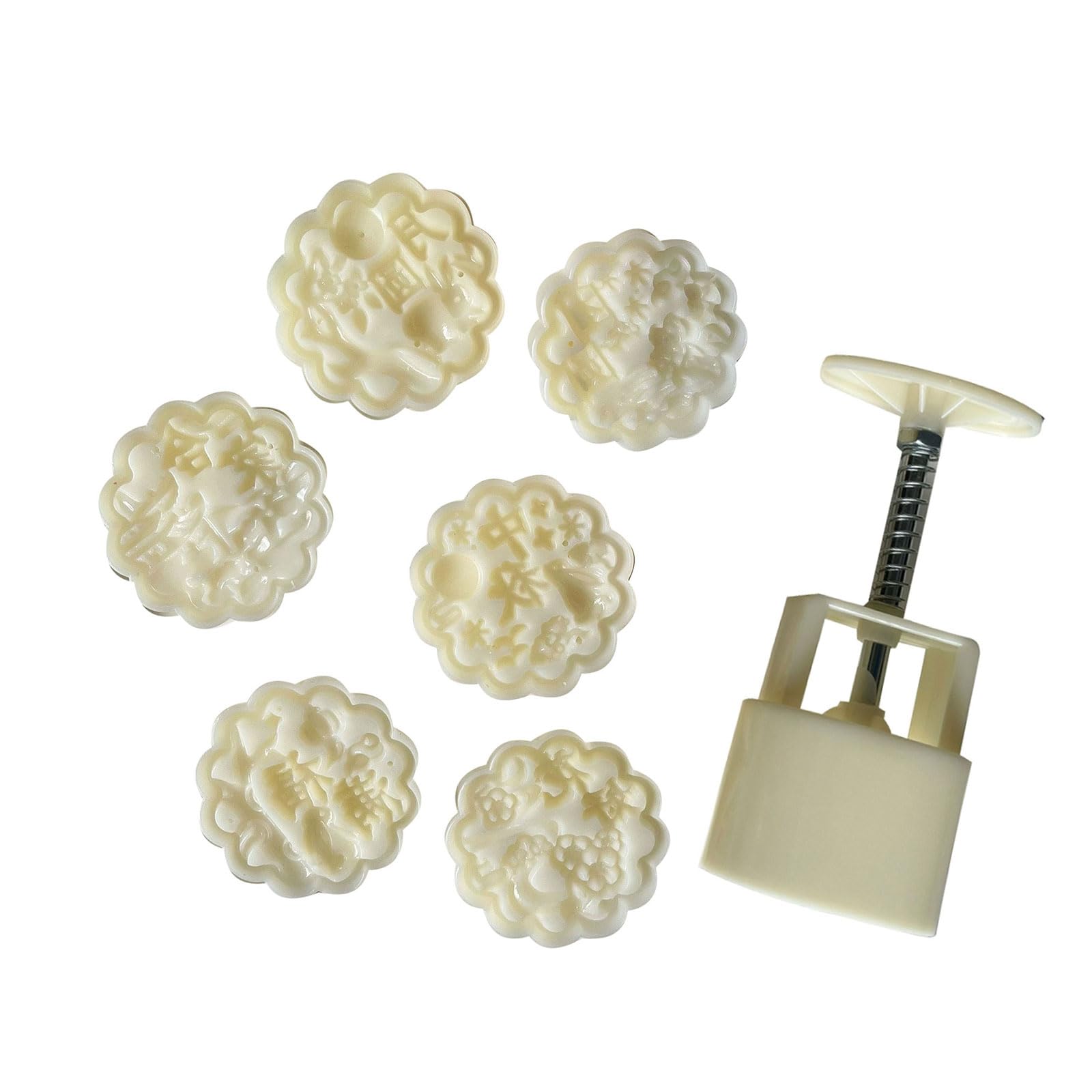 MICFENY Hand Pressed Round Cakes Mold Ice Skin Flower Shape Bean Pastes Cake Mould for Baking Enthusiasts Dessert Bakewares