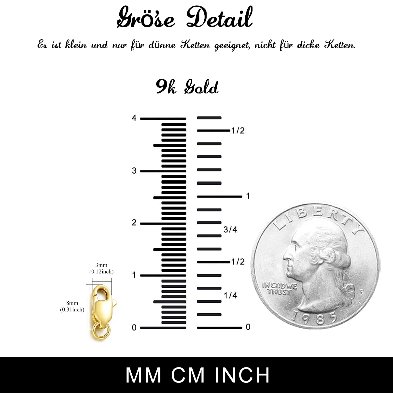 9K Gold Verschluss für DIY Halskette Armband Schmuck Herstellung, Hummer Verschluss Extender Halskette Steckverbinder Armband Verlängerung