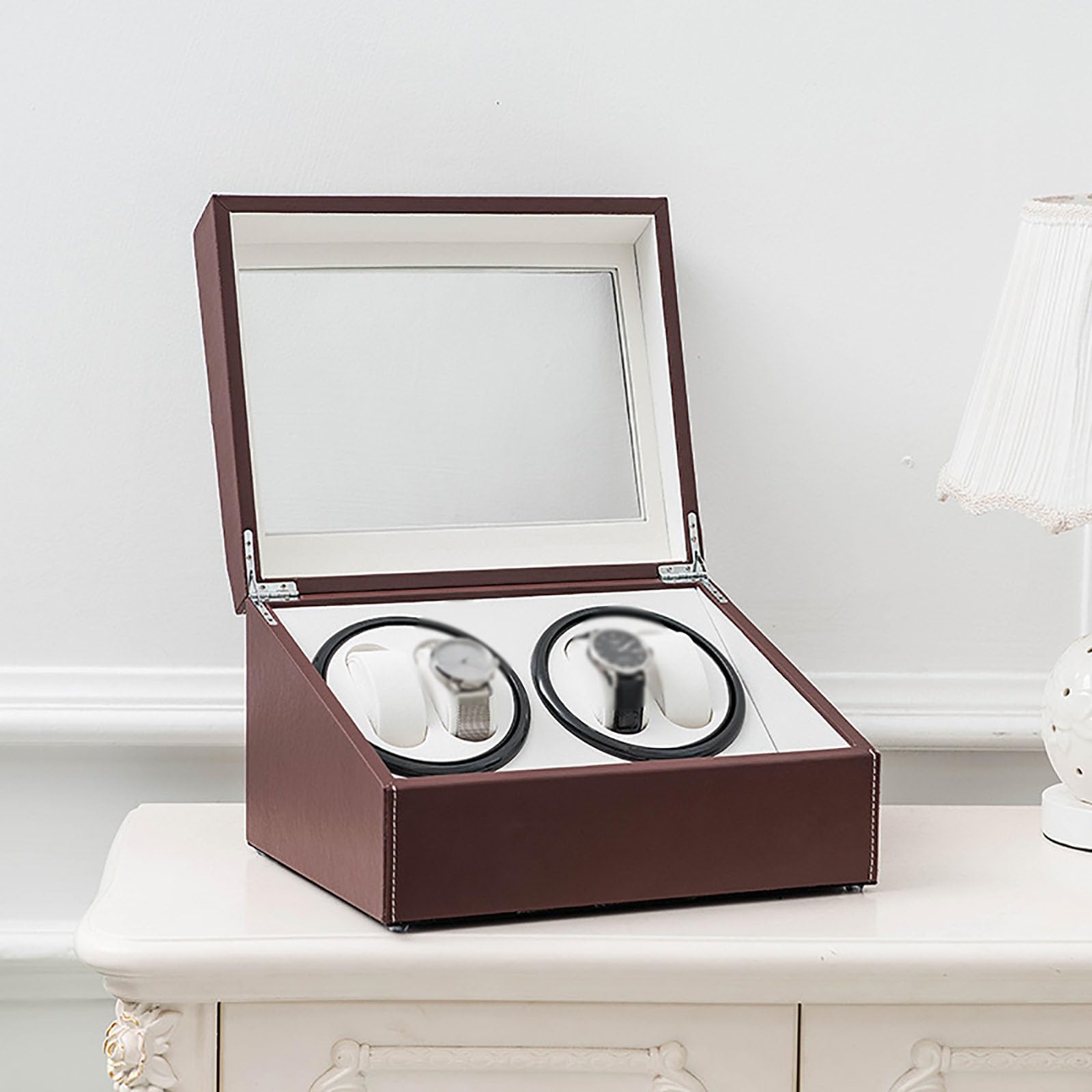 YNIYUJKL Watch Winder Automatic Watch Winder Watch Winder Shake Table Device Mechanical Watch Shaker Watch Winding Box 4+6 Automatic Watch Box Winding Box Turntable Box Swaying Table,Red-A