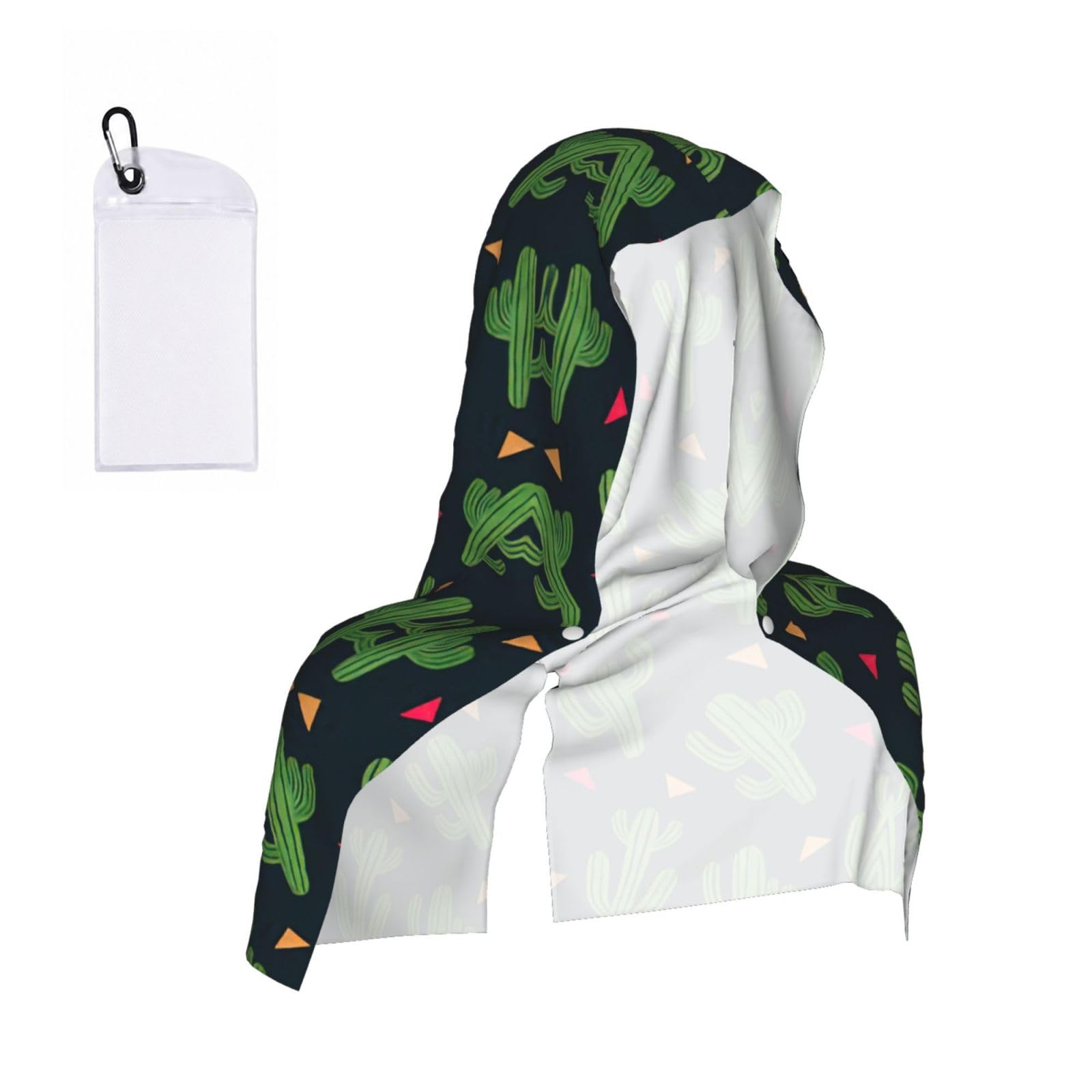 DUWAA Cactus Art Print Reusable Hoodie Cooling Neck Wrap, Hot Weather Outdoor Sports Workout Head Towel For Stay Chill