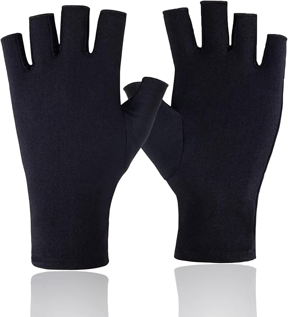 Tongyend UV Gloves for Gel Nails,UV Nail Lamp Manicure Dryer Professional Nail Art Skin Care Fingerless Gloves to Protect Hands from UV Light Lamp Dryer,for Manicure Dryer,Outdoor Use