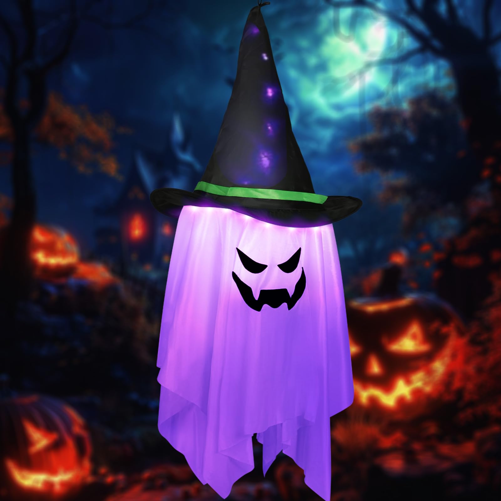 Halloween Geist-Windsack Mit 24 LED-Lichtern – 105 Cm Grusel-Deko Für Garten & Party