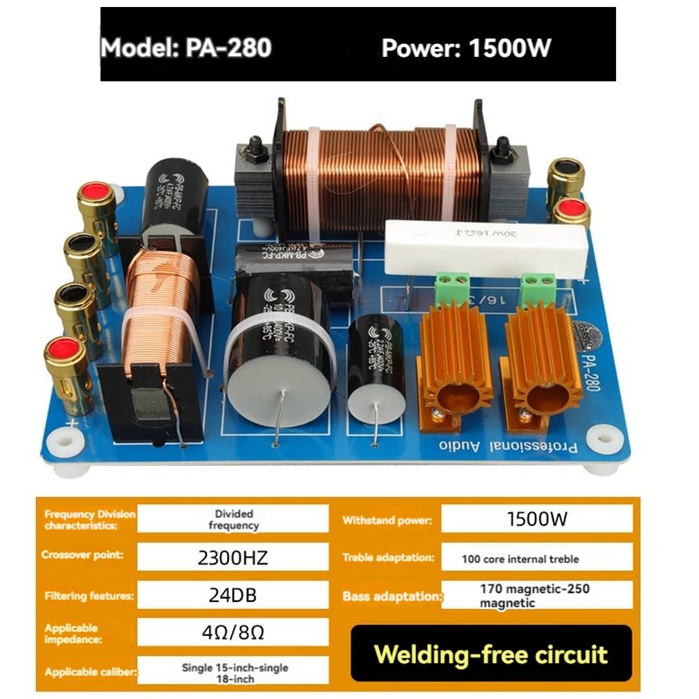 Divisore di Frequenza Professionale Crossover per Altoparlanti A Due Vie da 1500 W per Prestazioni Palco Singolo per Altoparlante Singolo da 15 Pollici e 18 Pollici