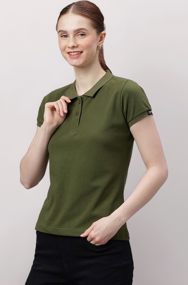 Wear Your Opinion Womens Polo Collar Neck T-Shirt Top (Design: Solid)
