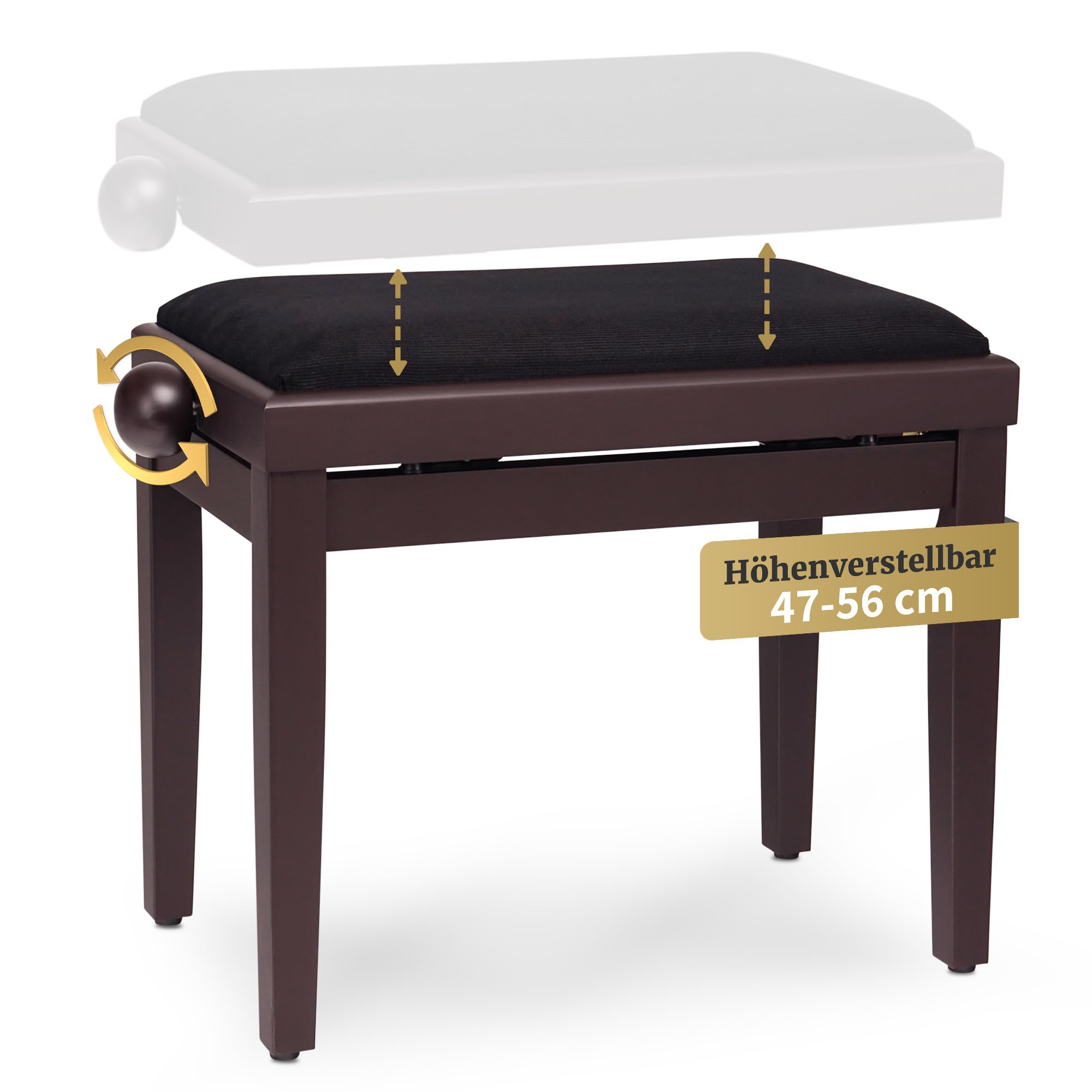 Classic Cantabile Piano Bench in Matte Rosewood