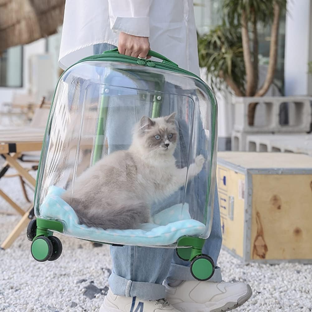 Trolley Per Animali Domestici, Valigia Per Animali Domestici, Borsa Per Animali Con Lato Rigido, Borsa Per Gatti Portatile Trasparente Zaino Per Animali Di Grande Capacità Per Viaggi, Escursioni, Pass