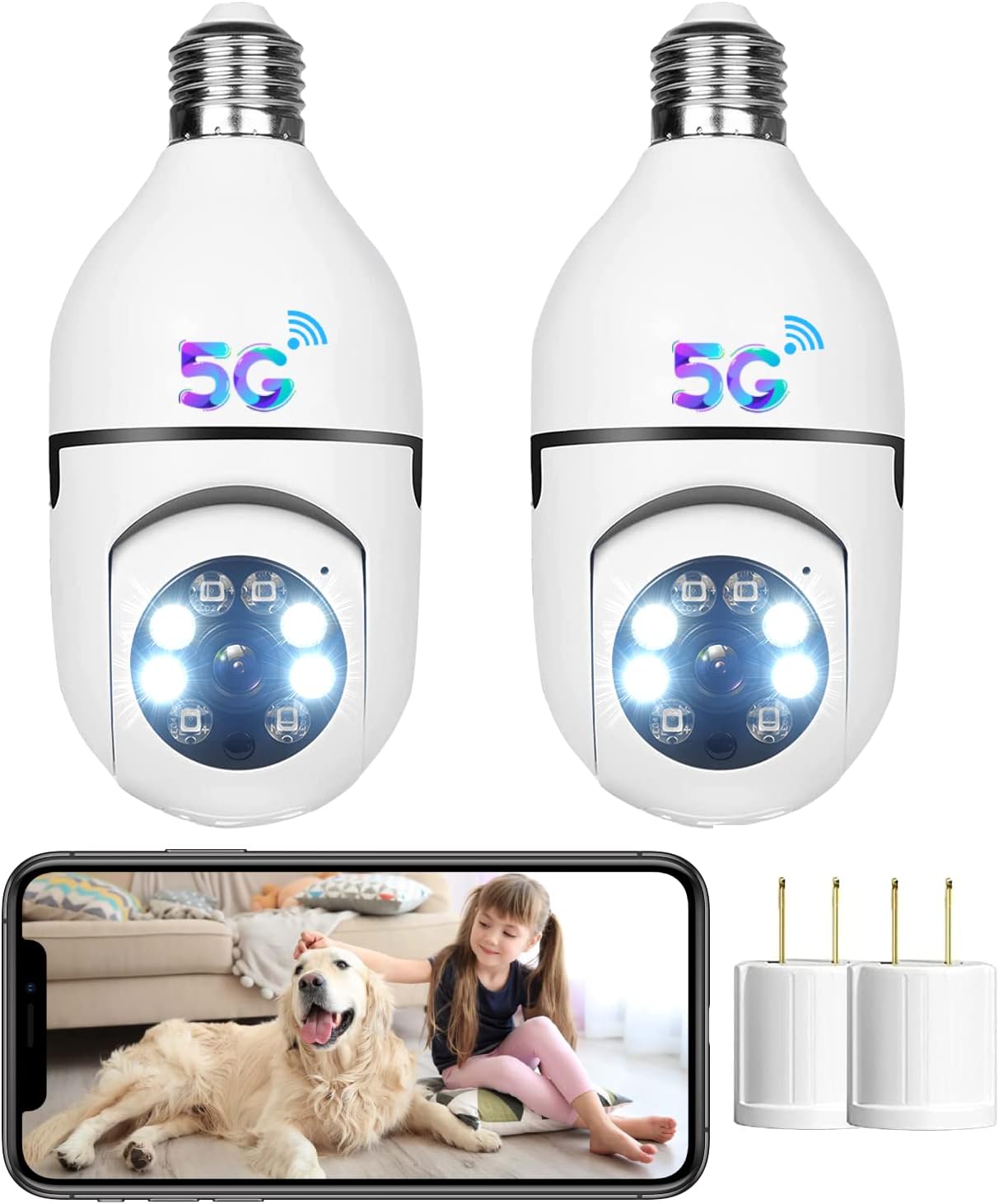 Amazon.com : 2.4G/5G Dual WiFi Light Socket Security Camera, 1080P ...