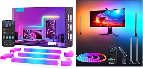 Govee Glide RGBIC - Luz de pared inteligente, tira de luces LED (55 pulgadas) y barras de luz para juegos (17 pulgadas)