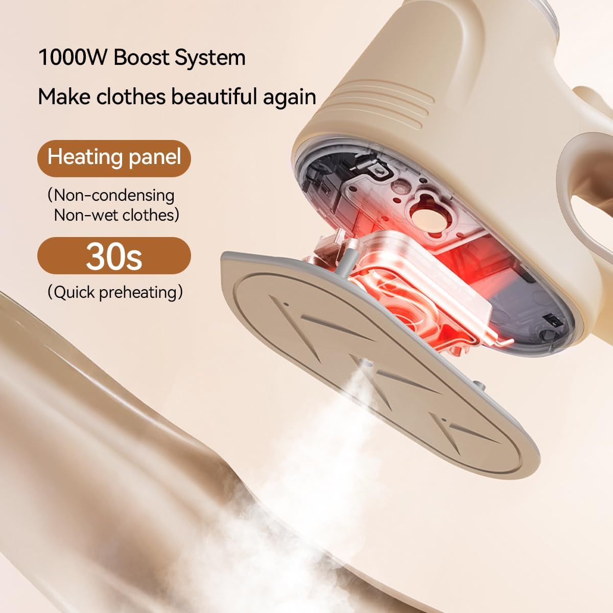 2025 neakasa magic 1 vacuum steamer for clothes, Rapid Heating-Instant Wrinkle Removing, 1000W Handheld Portable with 50ml Tank Delivers and 4.2ft Cord, for Travel and Car Interior Care (beige)