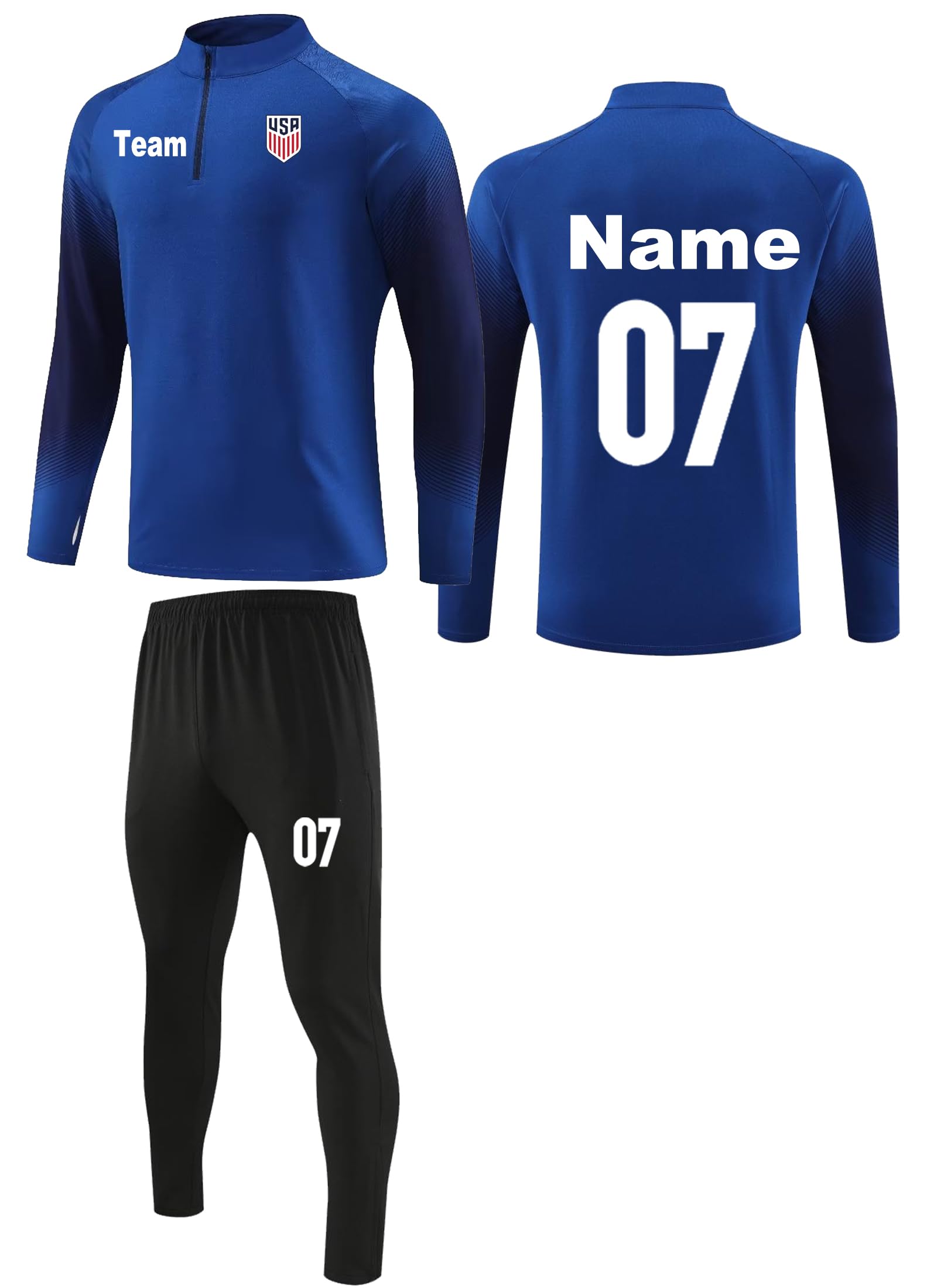 Custom Soccer Jersey Personalized Long Sleeve Sports Shirts and Pant Training Jack with Team Name Number for Men Women Boy