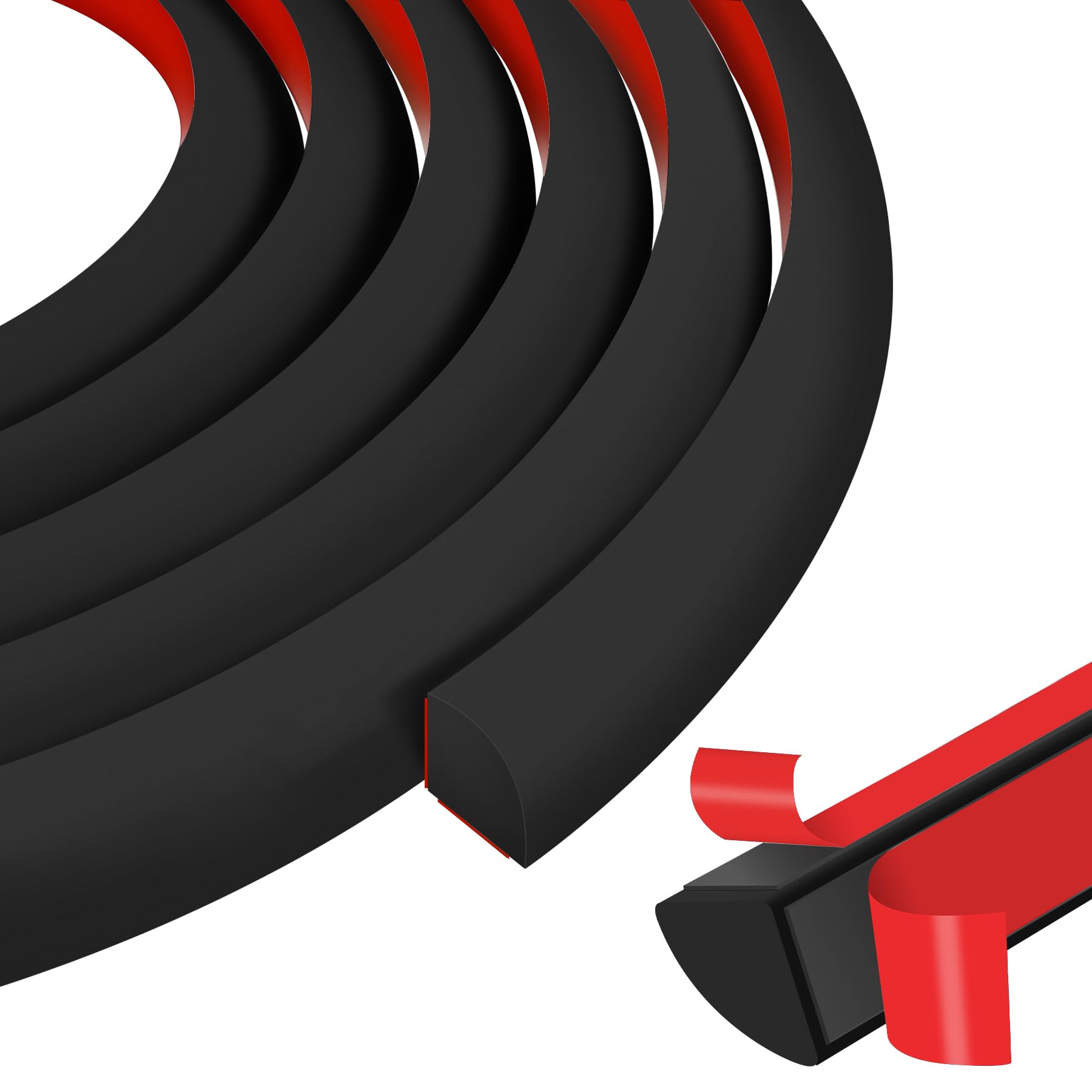 Moldura flexible de goma autoadhesiva para borde de pared y encimera negra