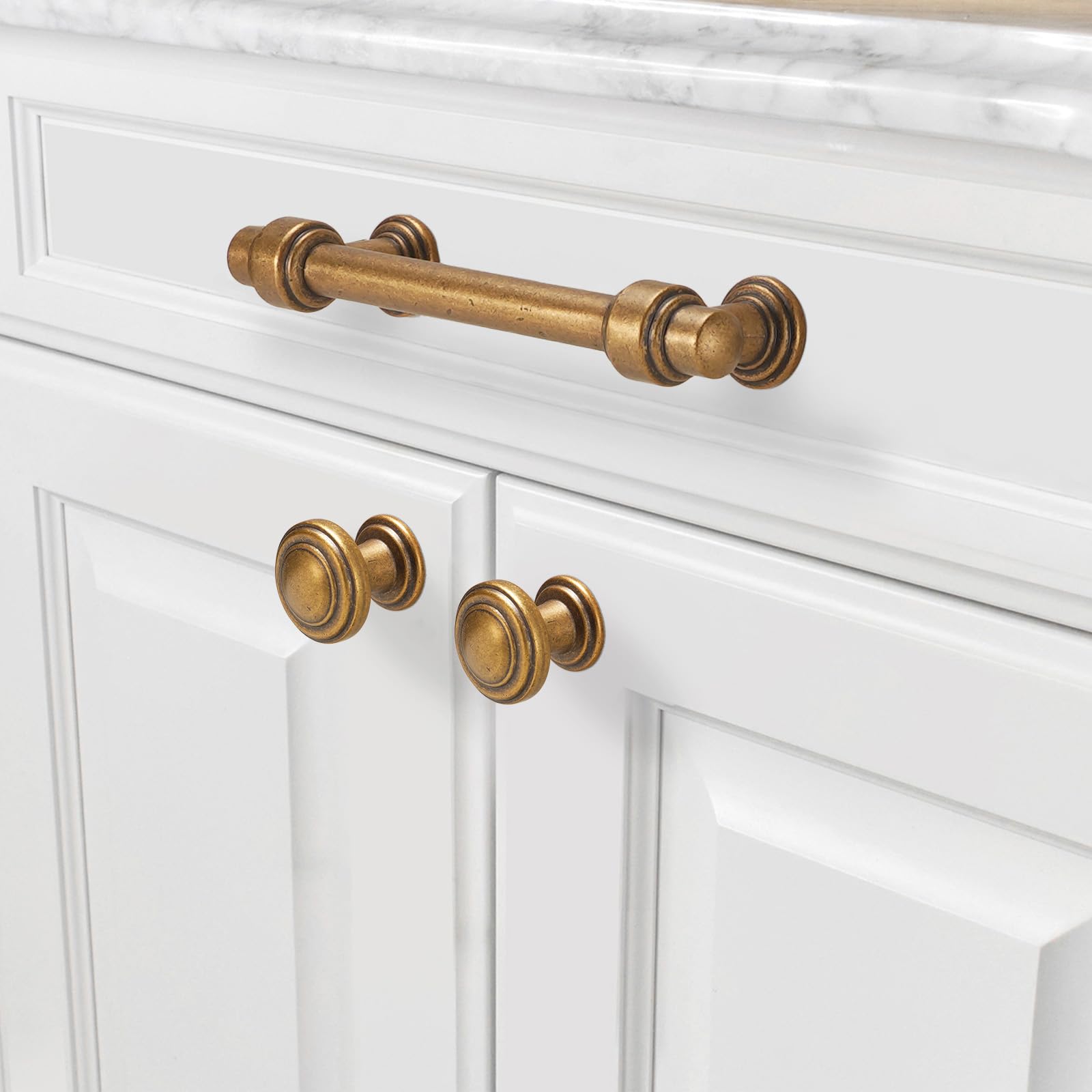 Snapklik.com : 2 Pack Antique Brass Kitchen Cabinet Knobs Vintage ...