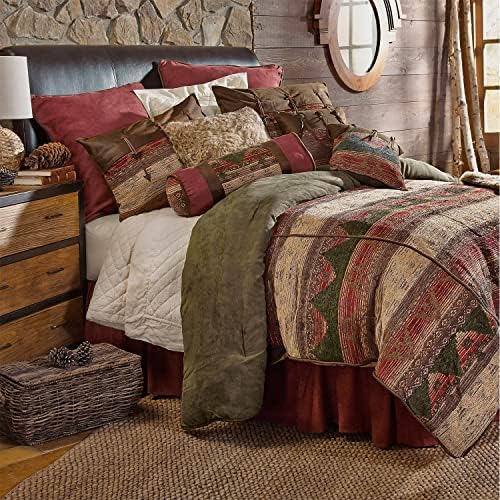 Paseo Road by HiEnd Accents | Sierra 7 Piece Comforter Set, Full, Faux Suede, Chenille Western Rustic Cabin Lodge Luxury Bedding, 1 Comforter, 1 Bedskirt, 2 Pillow Shams, 2 Accent Pillows, 1 Neckroll