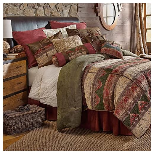 Paseo Road Sierra Western Bedding 7 Piece King Comforter Set, Faux Suede Chenille Jacquard Southwestern Bedding, Rustic Comforter Set with Bed Skirt, Shams, Accent Pillows