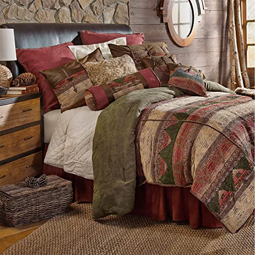 Image of Paseo Road Sierra Western Bedding 7 Piece Queen Comforter Set, Faux Suede Chenille Jacquard Southwestern Bedding, Rustic Comforter Set with Bed Skirt, Shams, Accent Pillows