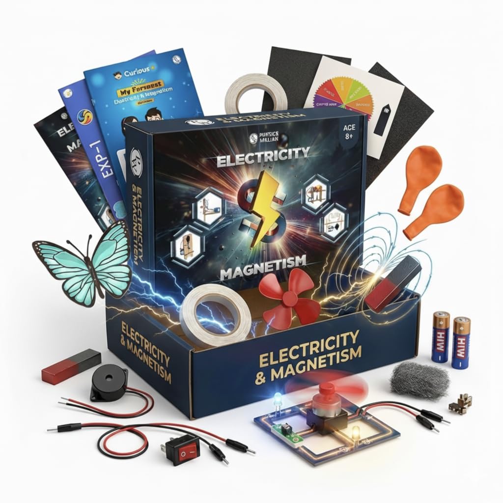 Sponsored Ad - Electricity and Magnetism Science Experiment Kit for Boys & Girls Age 8-10-12-15 Years – STEM Educational Toys & Project High School Lab – DIY Circuit Motor Building Gift for 7-14 Year Olds