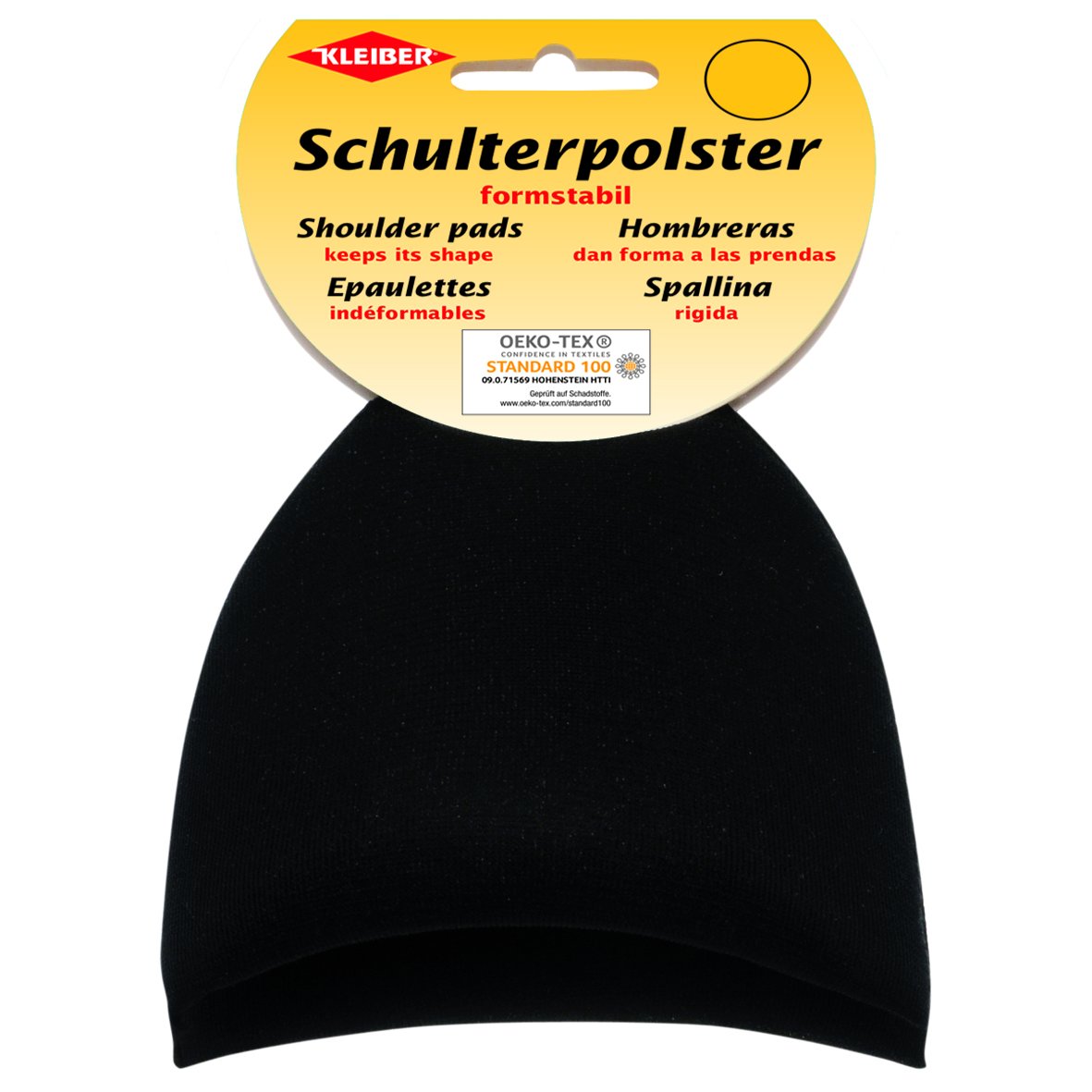 Kleiber Half Moon Shoulder Pads, 50% polyamide, Black, 10 x 11 x 3,5 cm