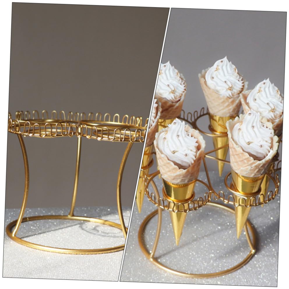 Présentoir à cornets de glace doré à 6 emplacements pour buffet - 8