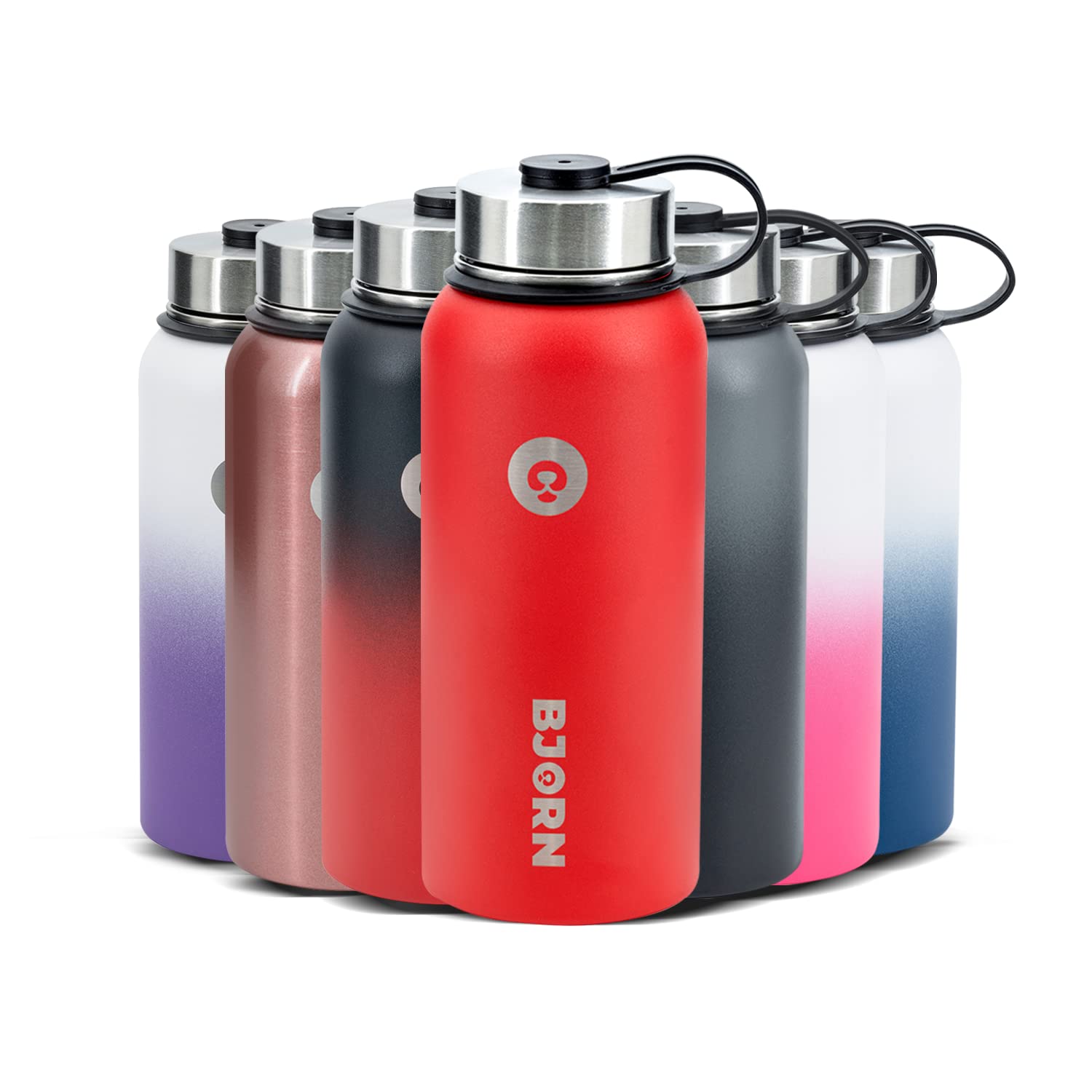 Sports Water Bottle - 3 Lids, Leak Proof, Vacuum Insulated Stainless Steel, Double Walled, Thermo Mug, Metal Canteen for Fitness, Gym, Exercise, Camping, Office - Chilli Red 1000ml