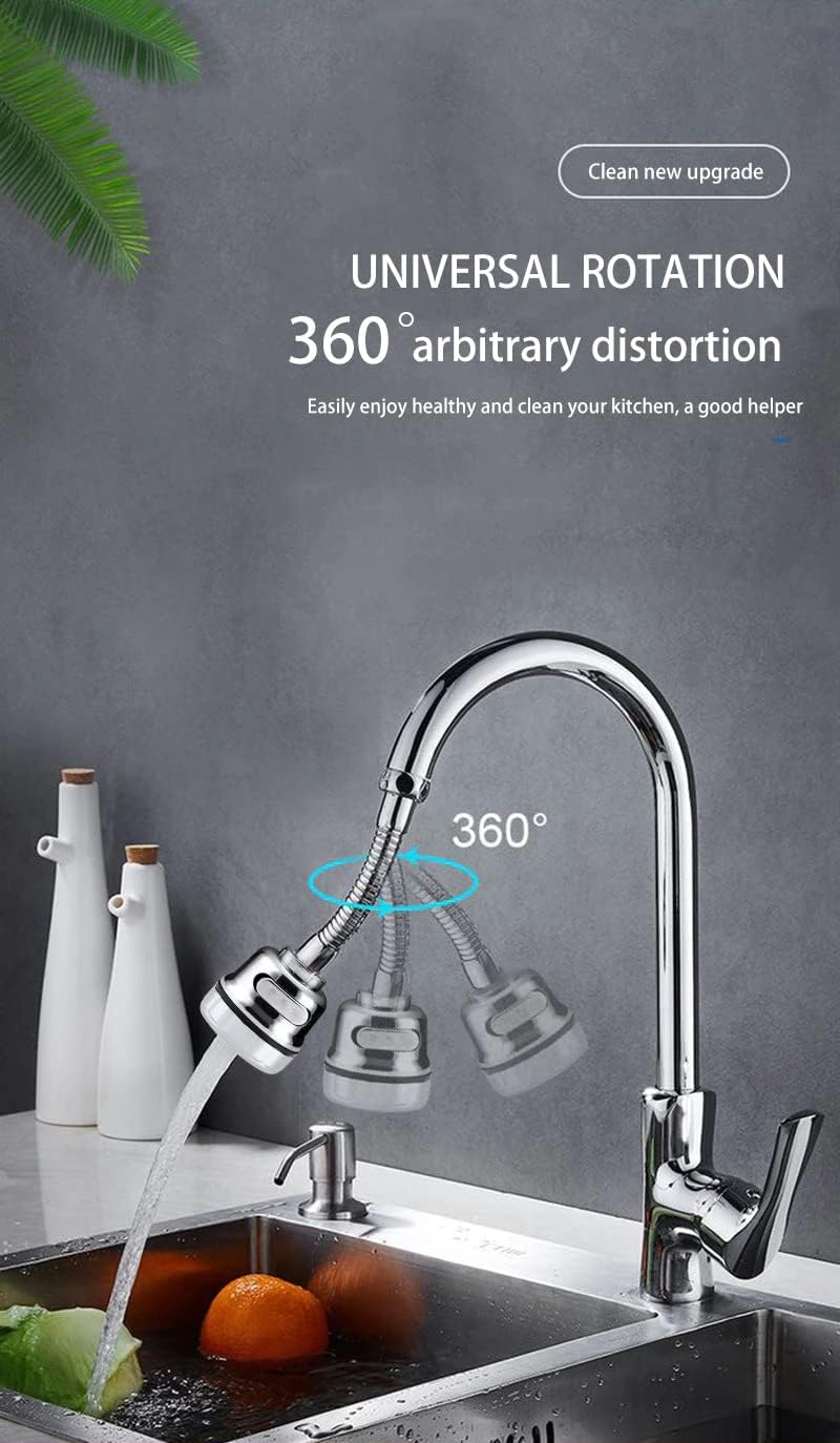 G.FIDEL 360 Rotation Crome Finish Kitchen Sink Faucet Extender Spouts Shower Tap 3 Level Adjusting Water Faucet for Saving Water 2