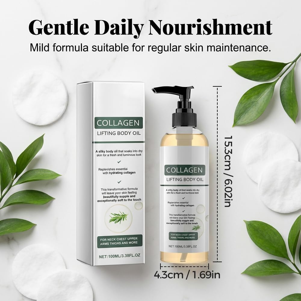 Huile Corporelle Liftante Au Collagène,Huile Corps Au Collagène Pour Femmes,Firmea Collagene Creme Corps,Collagen Lifting Body Oil,Anti Cellulite,Raffermissante,Hydratante,Atténue Les Ridules,Illumine - 5