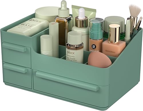CHANCETSUI Organizador de maquillaje con cajones, organizador de encimera para cosméticos, soporte de tocador para lápiz labial, pinceles, lociones,
