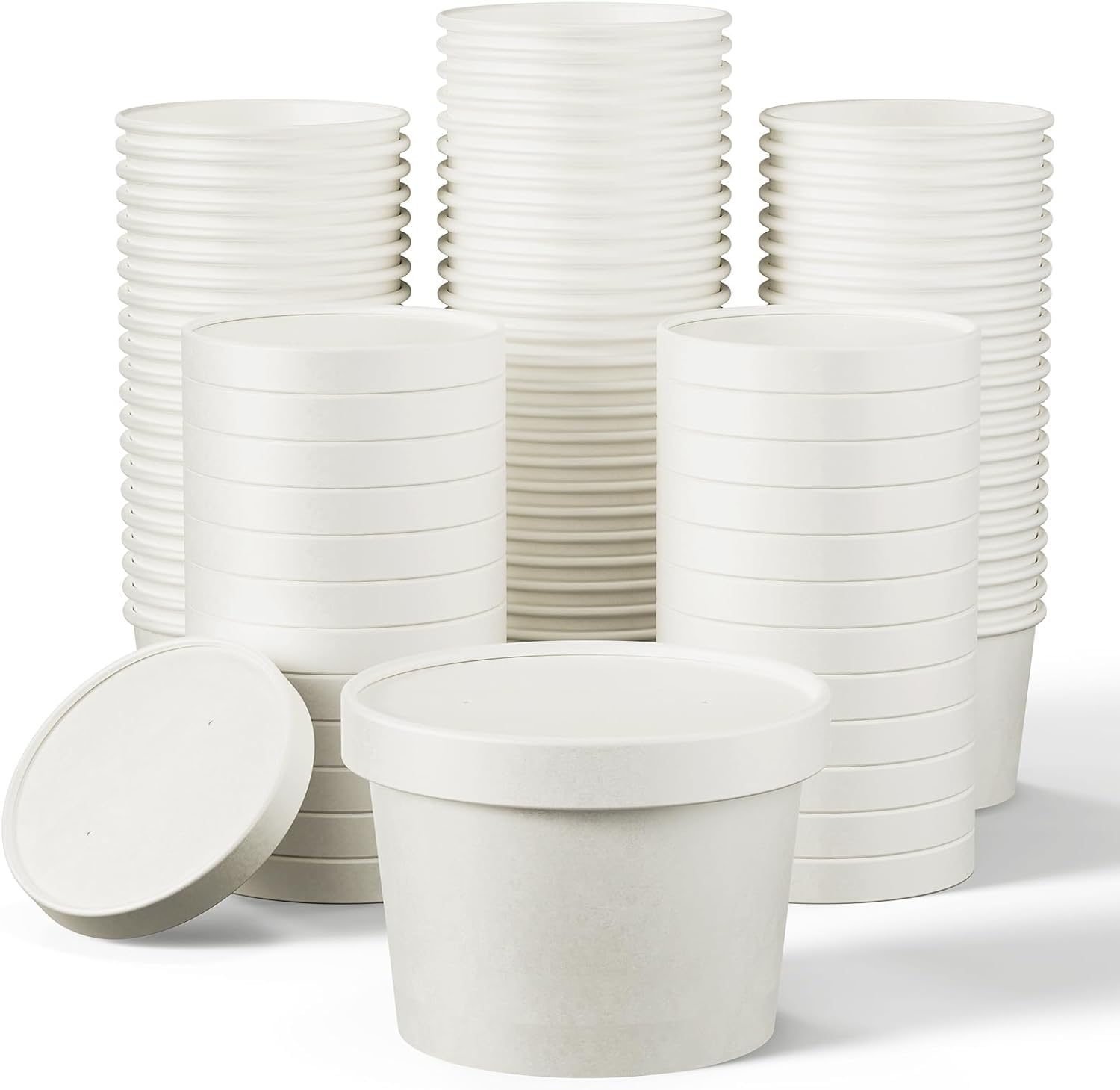 POCHEON® - 25 Pcs Round Disposable Thick-Walled Biodegradable Craft Paper Food Container Bowl/Tub with lid for food storage Bowl, Take Away Box (White - 250 ml) (B0D7T3Q4NV) Amazon Price History, Amazon Price Tracker