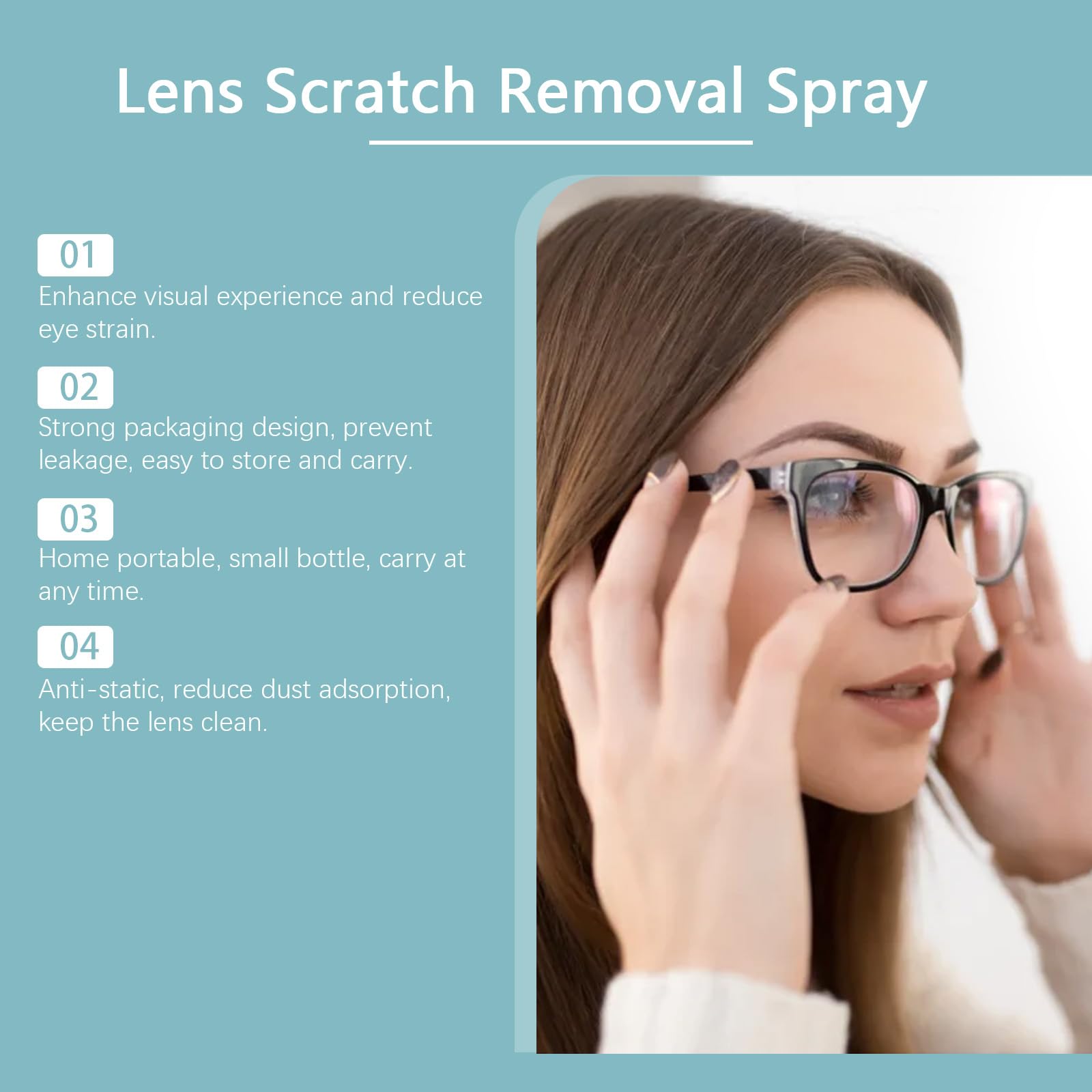 Brillenkratzerentferner-Spray, Kratzerentferner für Brillengläser und Sonnenbrillen, Reinigungs- und Pflegemittel für Brillengläser, Glaskratzerentferner (6pcs)