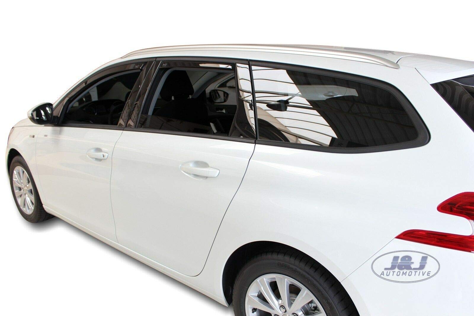 J&J AUTOMOTIVE Windabweiser passend für Peugeot 308SW Kombi 2014-2021 4tlg, Heko Regenabweiser Vorne Hinten Getönt Dunkel Passform