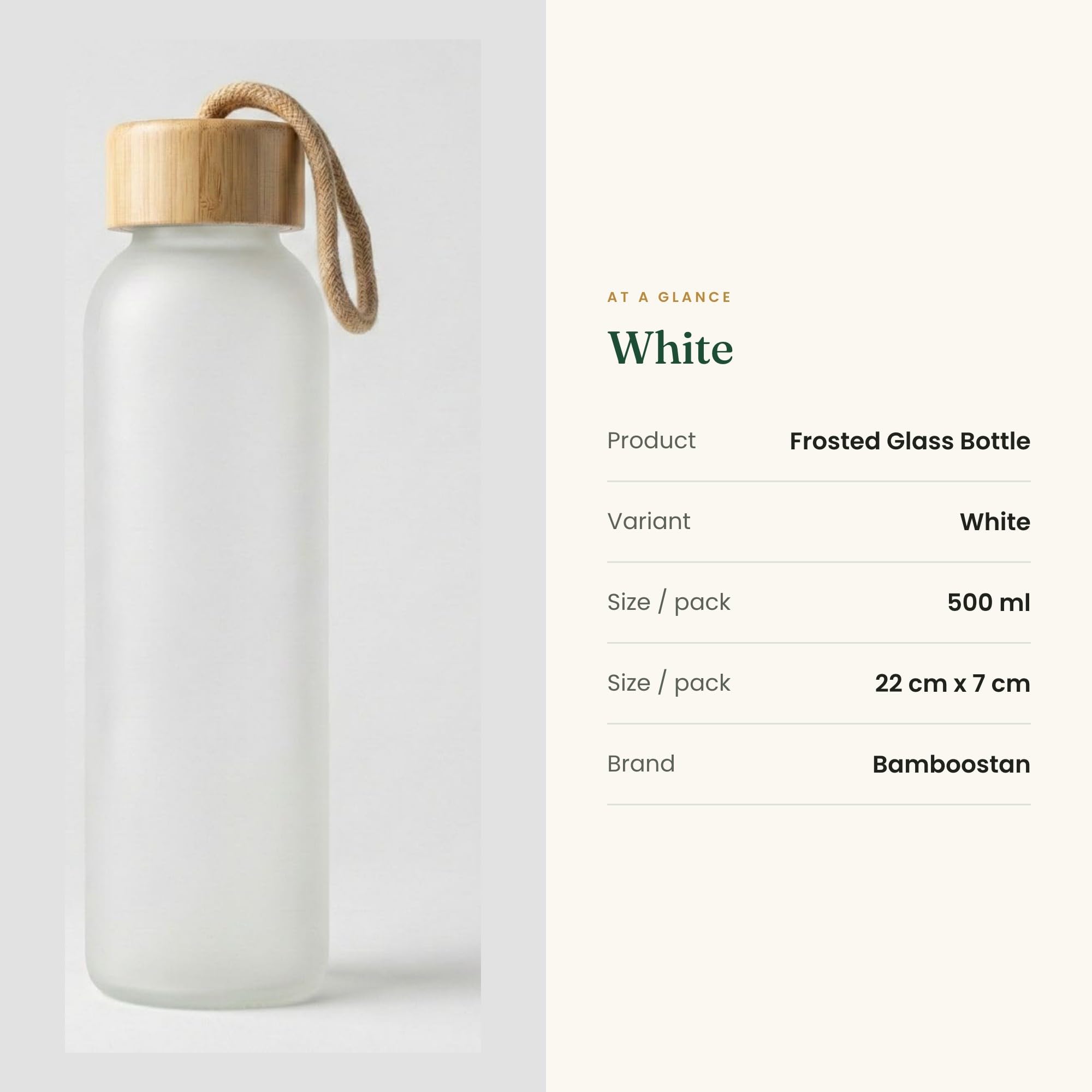 Frosted Glass Water Bottle - Bamboo Cap -4 Frosted Glass Water Bottle - Bamboo Cap -4