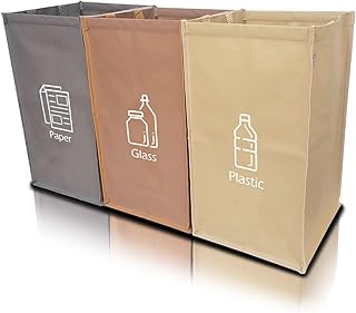 Recycling Organizer - Reusable Recycling Bags - Recycling Sorter - Trash Sorting Bins - 3 Compartment Recycle - Pack of 3 Bags