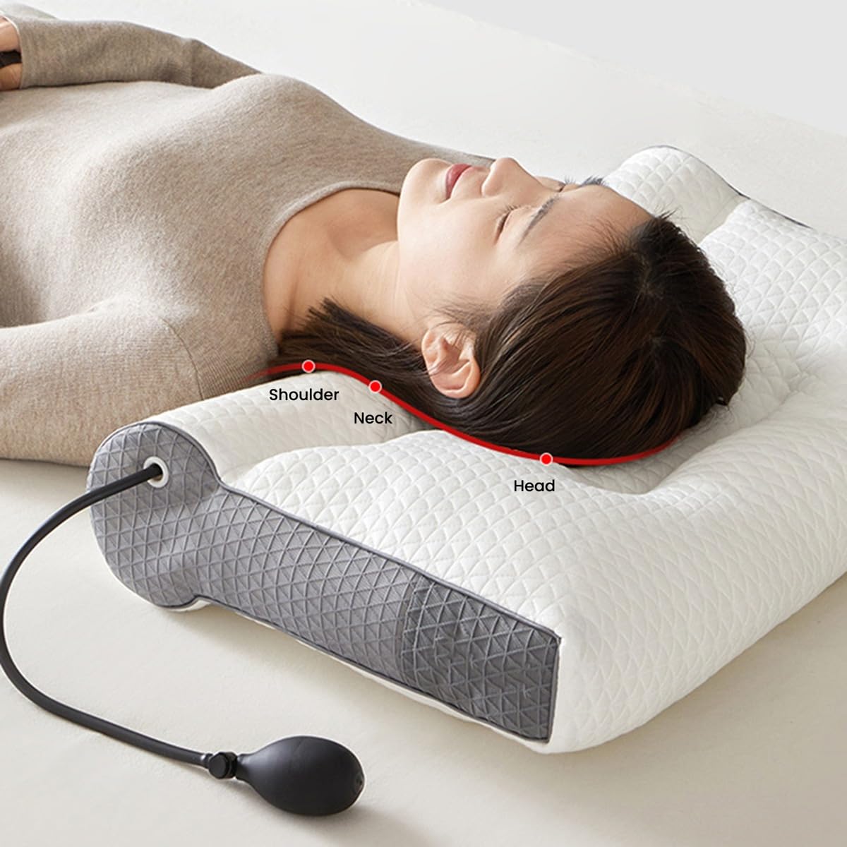 Almohada Cervical de Tracción Inflable con Firmeza Cilíndrica Ajustable. Núcleo de la Almohada de Tracción Cervical.