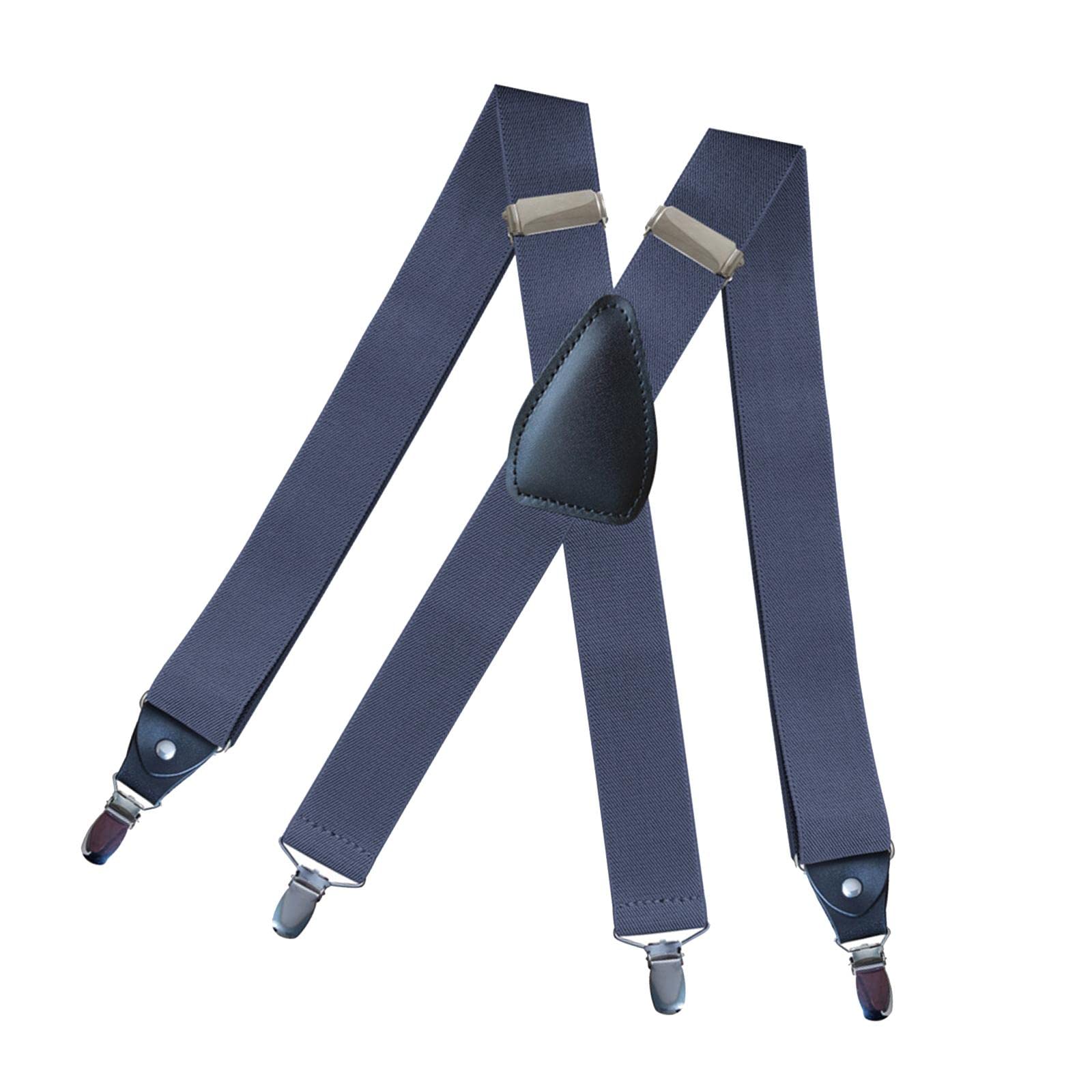 Men's Suspenders Elastic Straps Solid Heavy Duty 4 Clips Adjustable Unisex Denim Blue|Clothing Shoes & Accessories | Mens Accessories | Suspenders Braces-image-41