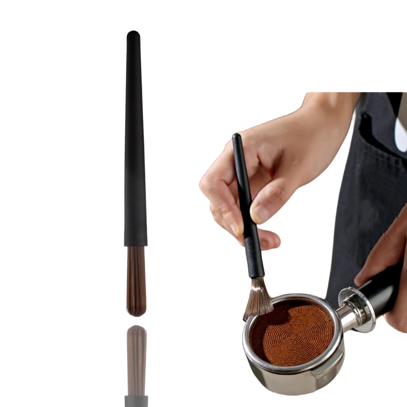 Generic Coffee Brush Professional Coffee Grinder Brush ABS Handle with Nylon Bristles Espresso Grounds Cleaning Brush for Baristas Kitchen Tool for Coffee Beans Home Essential Portafilter Brush Black